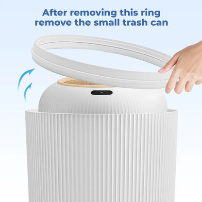 Pukomc Motion Sensor Automatic Bin, Waterproof Smart Induction Waste Bin, Nordic Style Space-Saving Rubbish Bin for Bathroom, Bedroom & Office