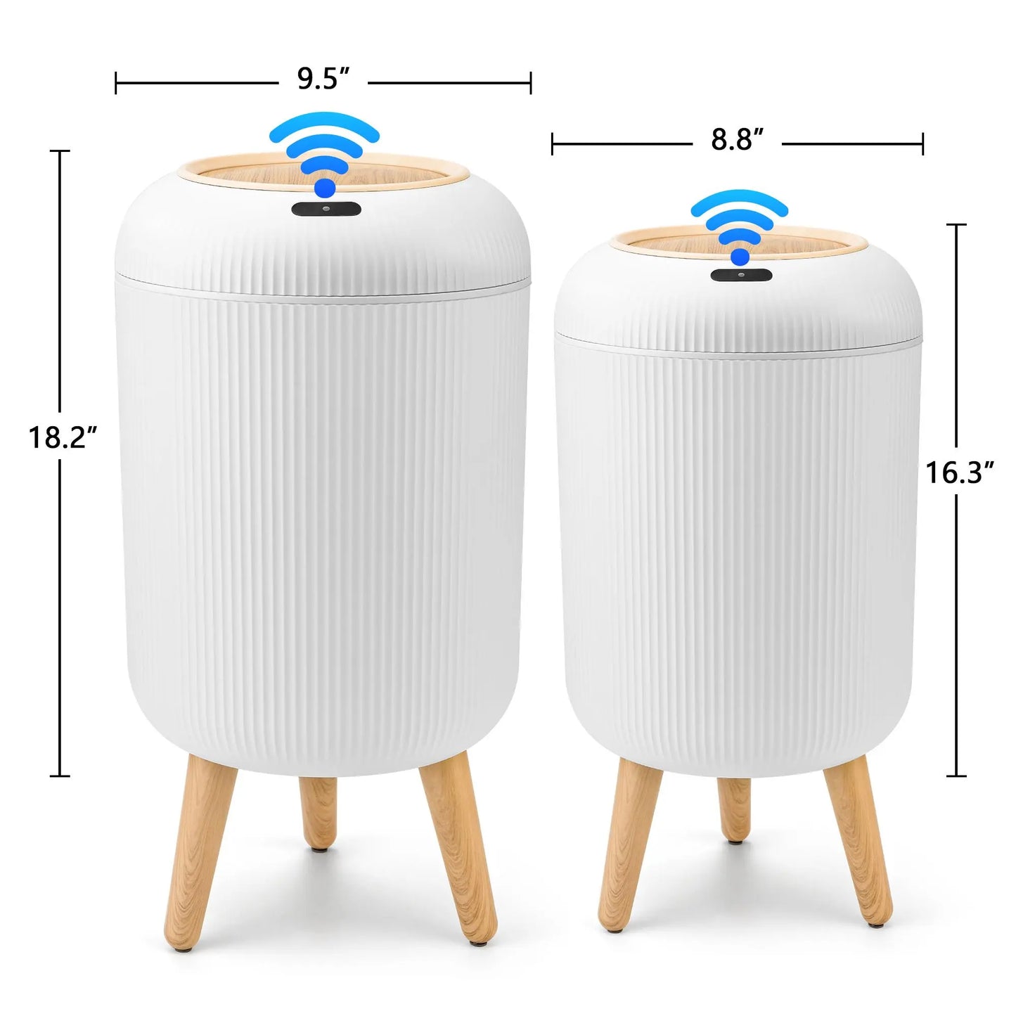 Pukomc Motion Sensor Automatic Bin, Waterproof Smart Induction Waste Bin, Nordic Style Space-Saving Rubbish Bin for Bathroom, Bedroom & Office