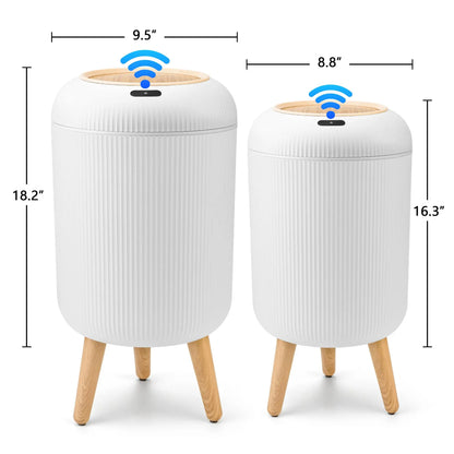 Pukomc Motion Sensor Automatic Bin, Waterproof Smart Induction Waste Bin, Nordic Style Space-Saving Rubbish Bin for Bathroom, Bedroom & Office