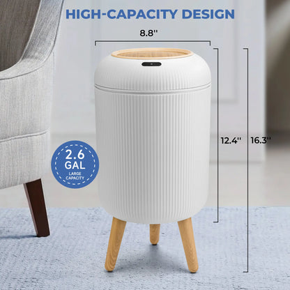 Pukomc Motion Sensor Automatic Bin, Waterproof Smart Induction Waste Bin, Nordic Style Space-Saving Rubbish Bin for Bathroom, Bedroom & Office