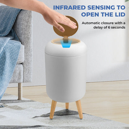 Pukomc Motion Sensor Automatic Bin, Waterproof Smart Induction Waste Bin, Nordic Style Space-Saving Rubbish Bin for Bathroom, Bedroom & Office