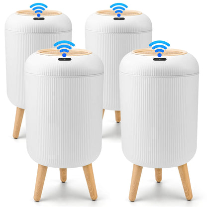Pukomc Motion Sensor Automatic Bin, Waterproof Smart Induction Waste Bin, Nordic Style Space-Saving Rubbish Bin for Bathroom, Bedroom & Office