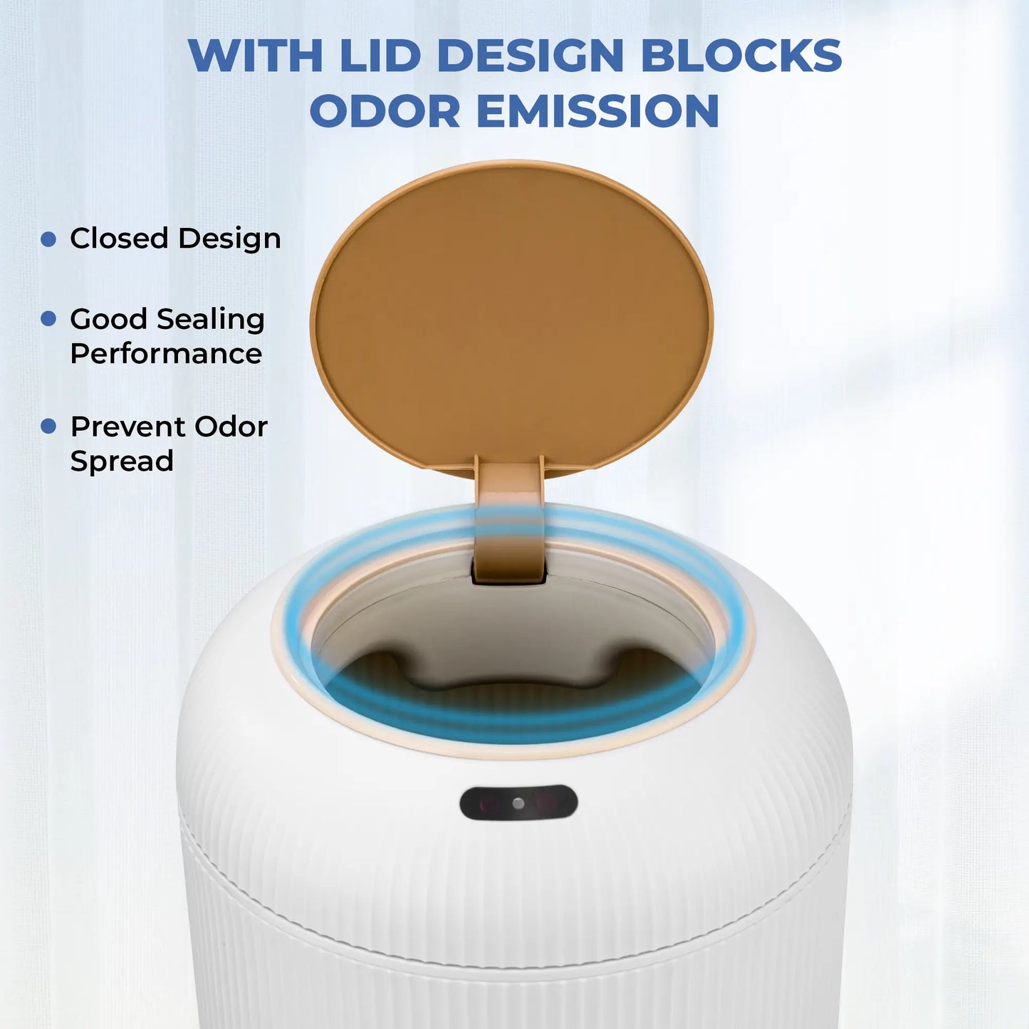Pukomc Motion Sensor Automatic Bin, Waterproof Smart Induction Waste Bin, Nordic Style Space-Saving Rubbish Bin for Bathroom, Bedroom & Office