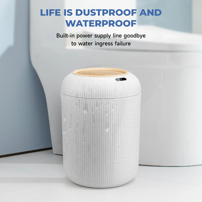 Pukomc Motion Sensor Automatic Bin, Waterproof Smart Induction Waste Bin, Nordic Style Space-Saving Rubbish Bin for Bathroom, Bedroom & Office