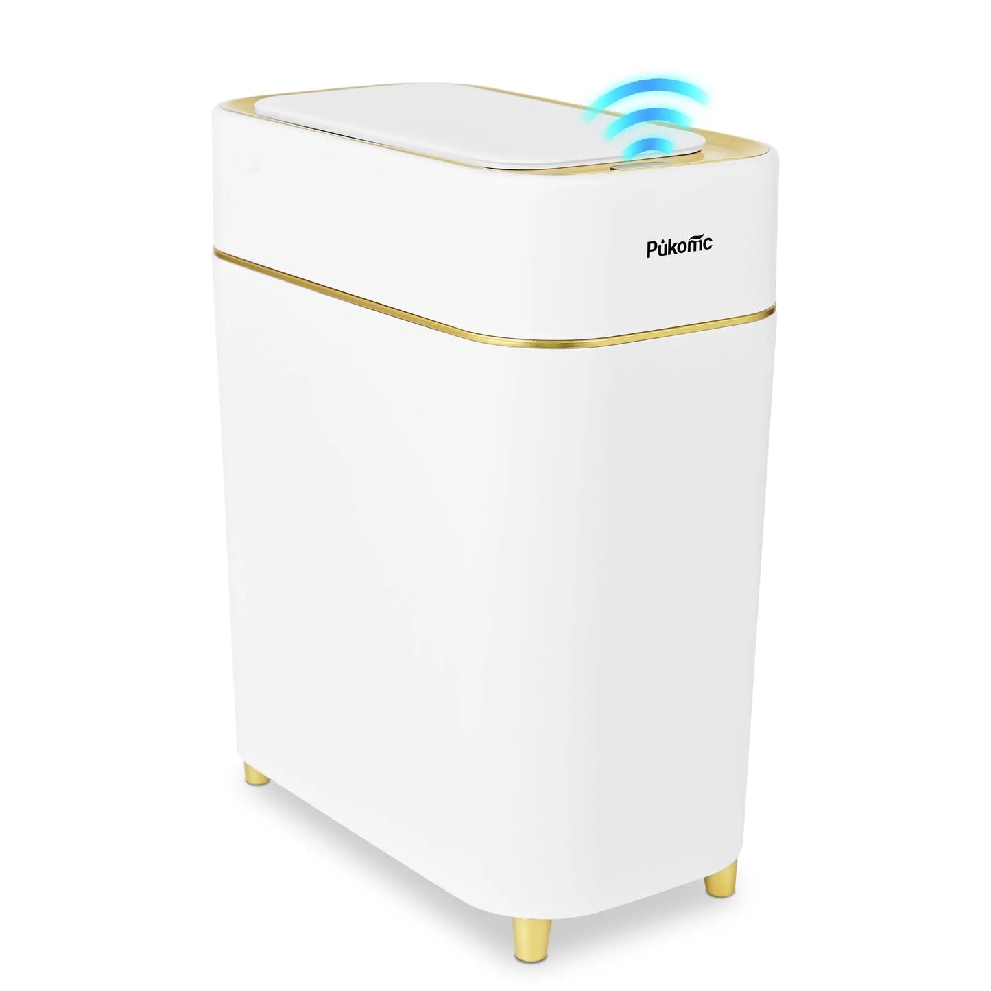 Pukomc Motion Sensor Automatic Bin, Waterproof Smart Induction Waste Bin, Nordic Style Space-Saving Rubbish Bin for Bathroom, Bedroom & Office
